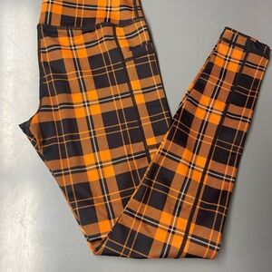 CVG black and orange plaid full length leggings XS